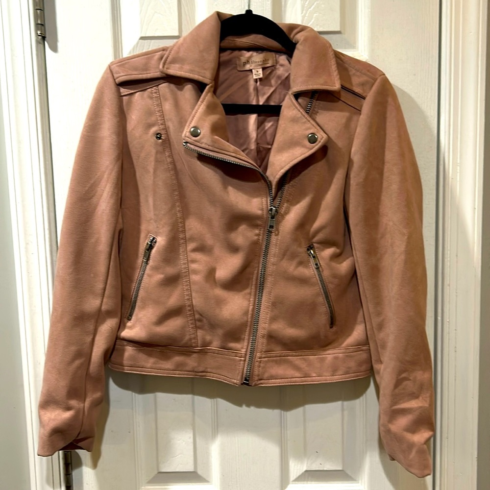philosophy mauve faux suede moto jacket